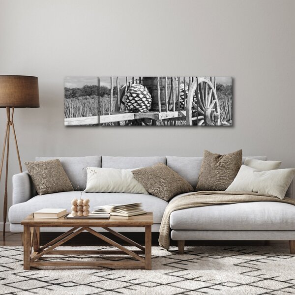 Obraz - Przyczepka, czarno - biały (170x50 cm)