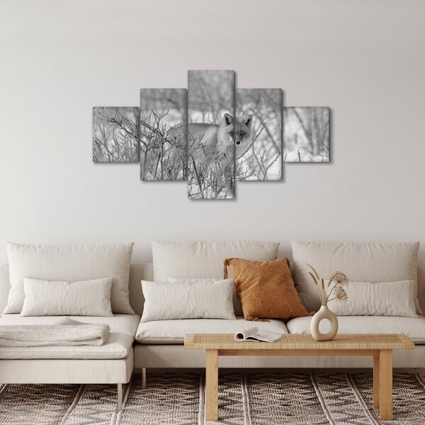 Obraz - Lis, czarno - biały (125x70 cm)