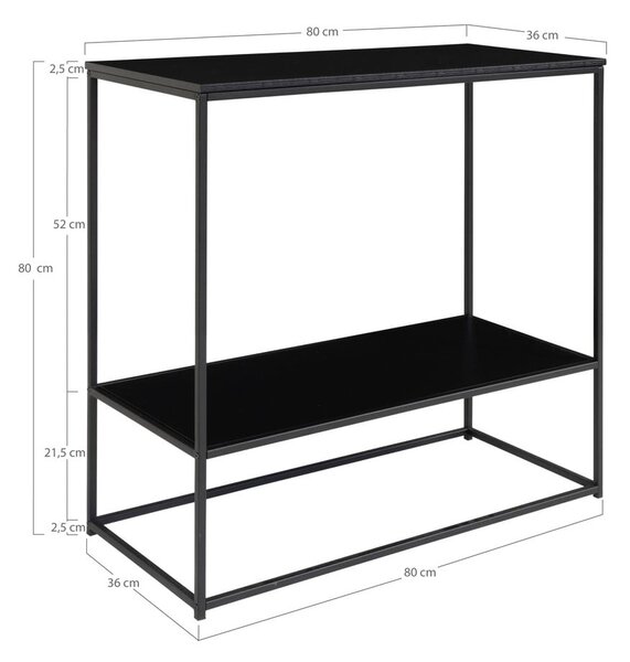 Czarna konsola z czarnym blatem 80x36 cm Vita – House Nordic