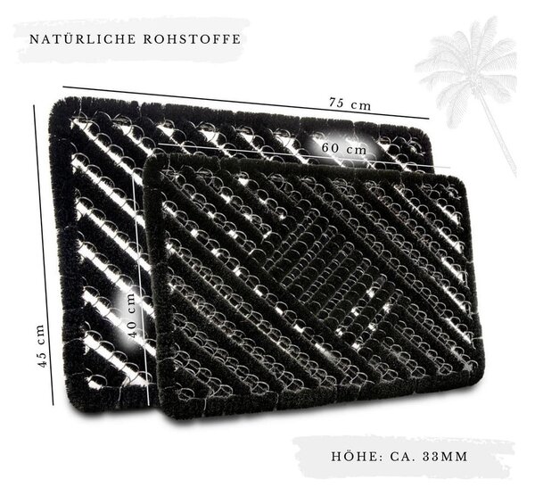 Wycieraczka z włókna kokosowego 40x60 cm Coco Black – Hanse Home