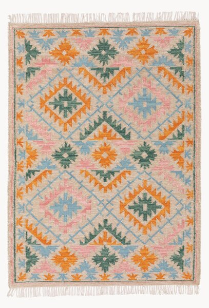 Ręcznie tkany dywan kilim z frędzlami Zohra