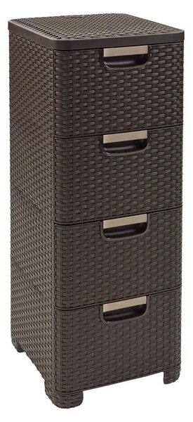 Ciemnobrązowa plastikowa wysoka szafka łazienkowa 33x79 cm Rattan – Curver
