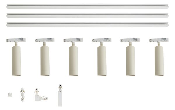 Nowoczesny system szynowy biały z 6 beżowymi reflektorami 1-fazowy - Slimline Uzzy