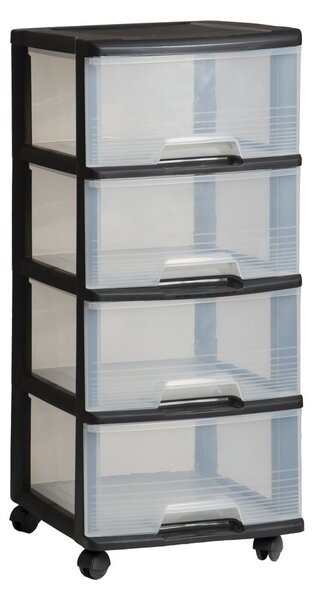 Czarno-transparentny plastikowy regał na kółkach 37x80,5 cm – Curver