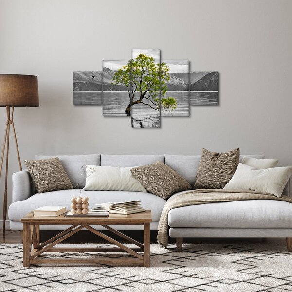Obraz drzewa na środku jeziora (125x70 cm)