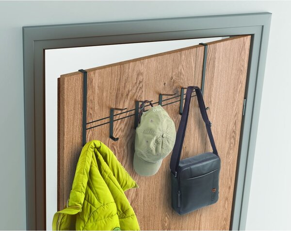 Czarny metalowy wieszak na drzwi 45 cm Lava – Metaltex