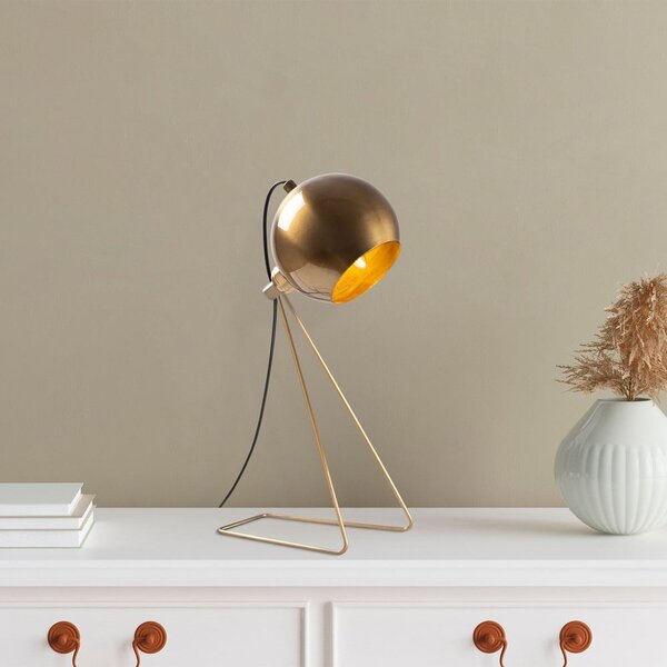 Lampa stołowa w kolorze miedzi z metalowym kloszem (wysokość 45 cm) Oala – Opviq lights