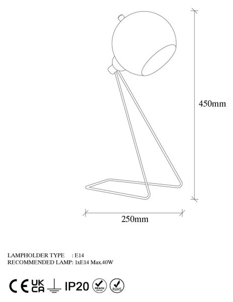 Lampa stołowa w kolorze miedzi z metalowym kloszem (wysokość 45 cm) Oala – Opviq lights