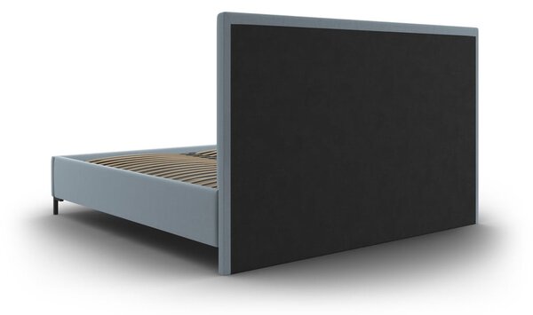 Jasnoniebieskie tapicerowane łóżko dwuosobowe ze schowkiem i stelażem 160x200 cm Casey – Mazzini Beds