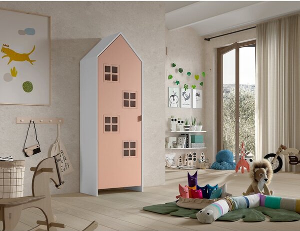 Biała/różowa szafa dziecięca 58x172x37 cm Casami Bruges – Vipack