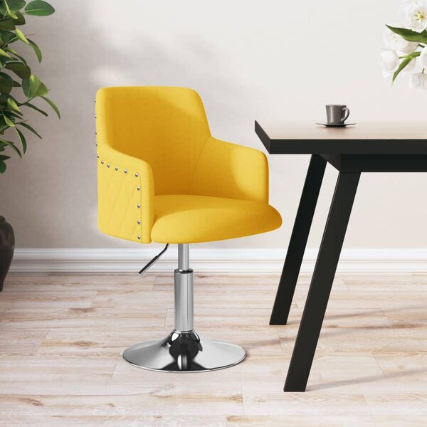 Krzesło stołowe, musztardowe, tapicerowane tkaniną