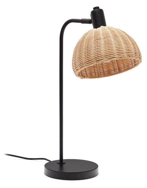 Czarno-naturalna lampa stołowa z rattanowym kloszem (wys. 56 cm) Damila – Kave Home