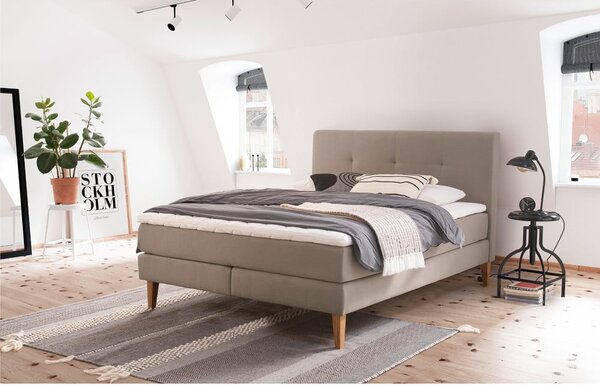 Beżowe łóżko boxspring 160x200 cm Stockholm – Meise Möbel