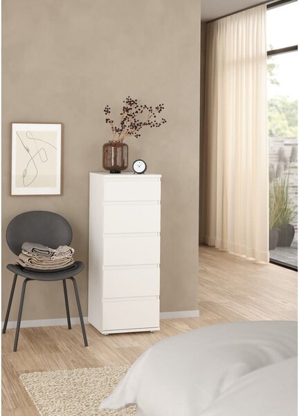 Biała wysoka komoda 40x107 cm Nova – Tvilum