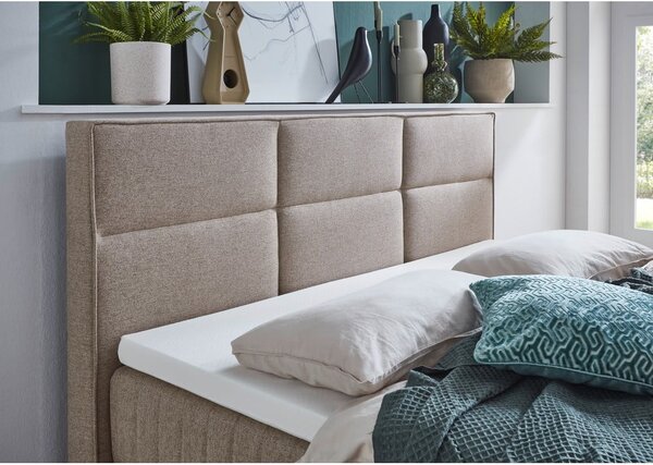 Beżowe łóżko boxspring ze schowkiem 160x200 cm Tambo – Meise Möbel