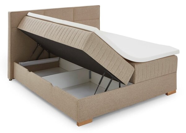 Beżowe łóżko boxspring ze schowkiem 160x200 cm Tambo – Meise Möbel