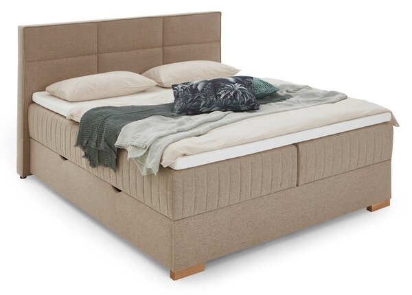 Beżowe łóżko boxspring ze schowkiem 160x200 cm Tambo – Meise Möbel