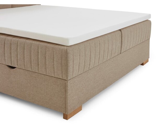 Beżowe łóżko boxspring ze schowkiem 160x200 cm Tambo – Meise Möbel
