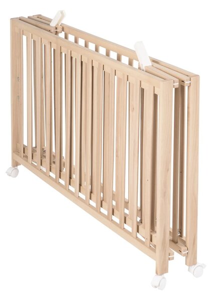 Naturalne łóżeczko na kółkach 60x120 cm Fold up – Roba