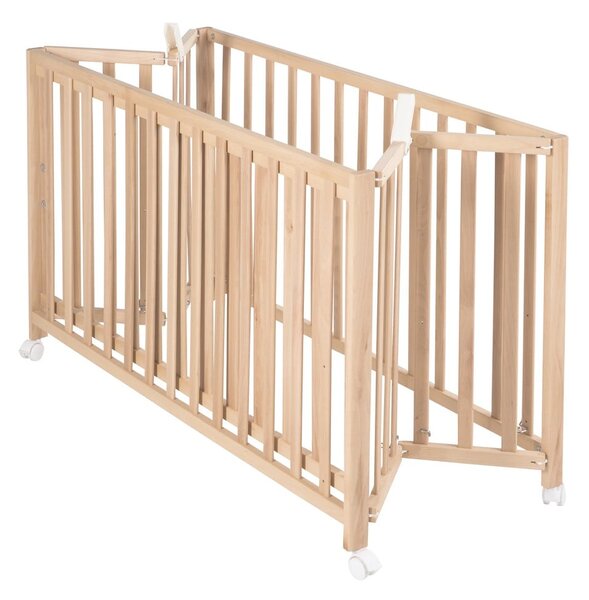 Naturalne łóżeczko na kółkach 60x120 cm Fold up – Roba