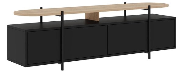 Czarna szafka pod TV w dekorze dębu 160x48 cm Hinoa – Marckeric