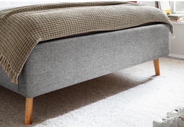 Szare tapicerowane łóżko dwuosobowe ze schowkiem ze stelażem 160x200 cm Lotte – Meise Möbel
