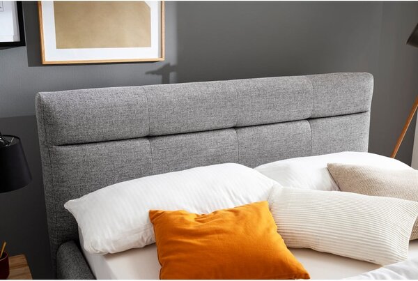 Szare tapicerowane łóżko dwuosobowe ze schowkiem ze stelażem 160x200 cm Lotte – Meise Möbel