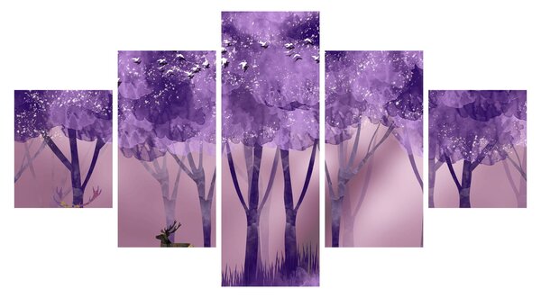 Obraz - Jeleń w magicznym lesie (125x70 cm)