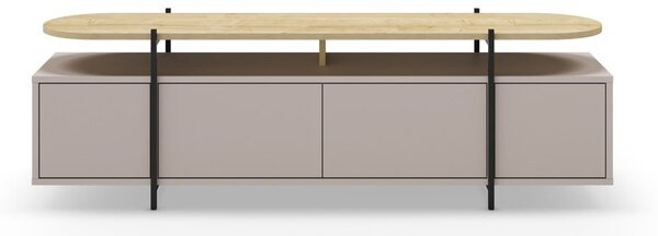 Szarobeżowa szafka pod TV w dekorze dębu 160x48 cm Hinoa – Marckeric