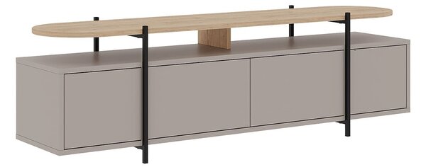 Szarobeżowa szafka pod TV w dekorze dębu 160x48 cm Hinoa – Marckeric