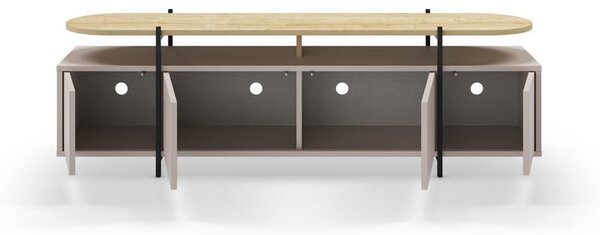 Szarobeżowa szafka pod TV w dekorze dębu 160x48 cm Hinoa – Marckeric