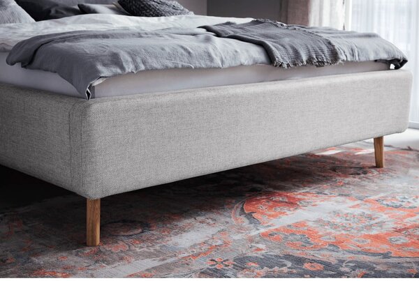 Szare tapicerowane łóżko dwuosobowe ze schowkiem ze stelażem 180x200 cm Lotte – Meise Möbel