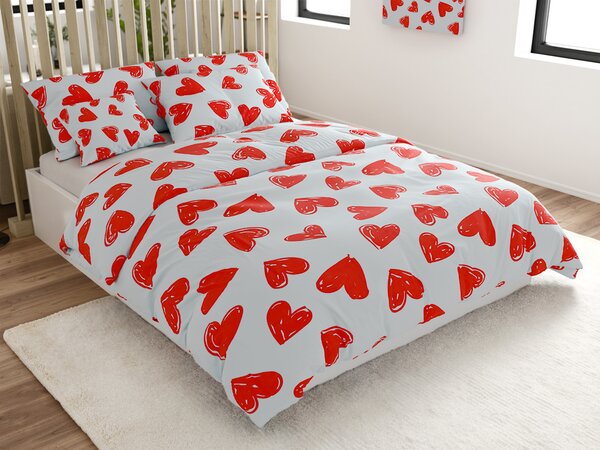 Bawełniana pościel WARM HEART jasnoniebieska Rozmiar pościeli: 70 x 90 cm | 140 x 220 cm