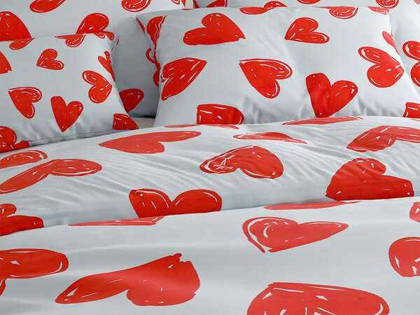 Bawełniana pościel WARM HEART jasnoniebieska Rozmiar pościeli: 70 x 90 cm | 140 x 220 cm