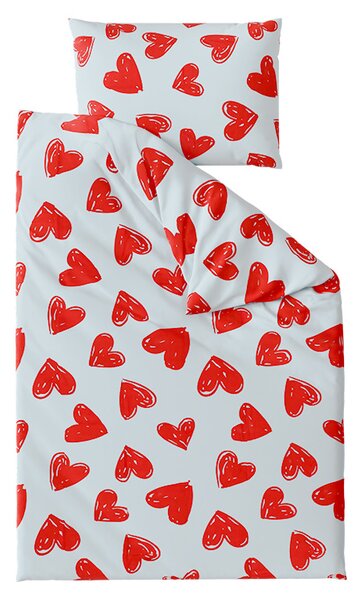 Bawełniana pościel WARM HEART jasnoniebieska Rozmiar pościeli: 70 x 90 cm | 140 x 220 cm