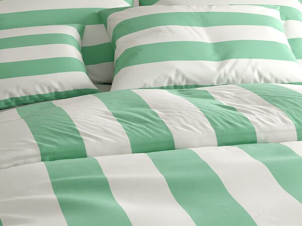 Pościel bawełniana STRIPES biało-zielona Rozmiar pościeli: 70 x 90 cm | 140 x 200 cm