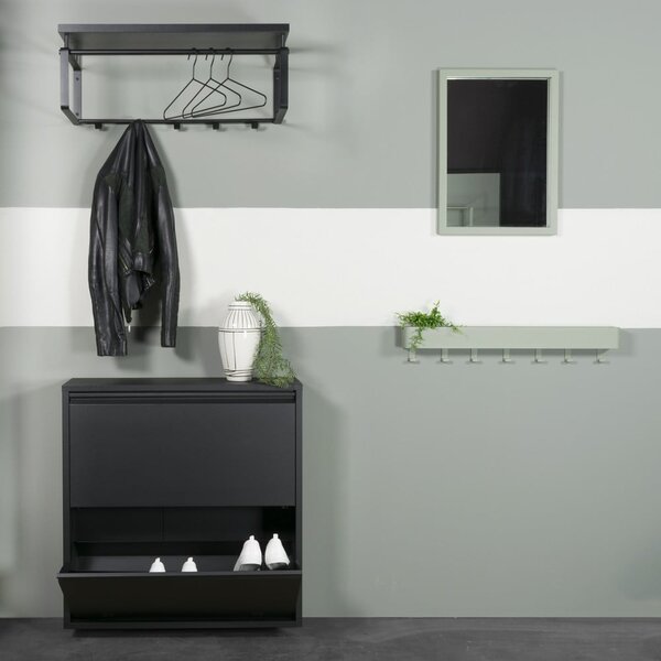 Czarna metalowa uchylna szafka na buty 75x77,5x22,5 cm Billy – Spinder Design