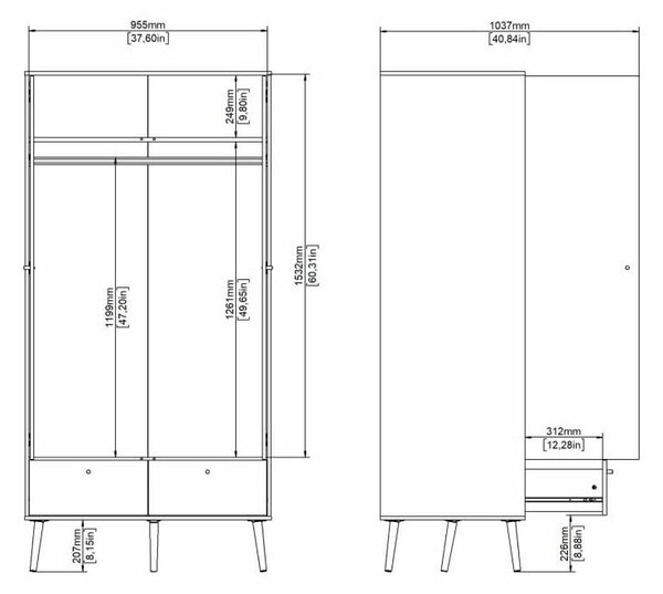 Antracytowa szafa 99x200 cm Bodo – Tvilum
