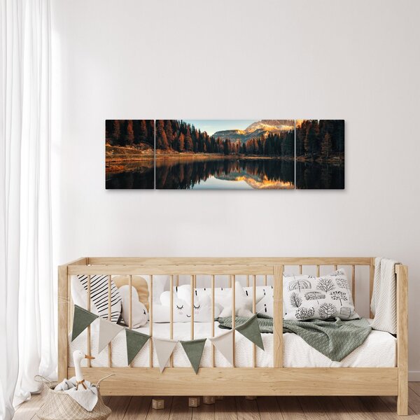 Obraz - Alpy, Włochy, Dolomity, Lago Antorno (170x50 cm)