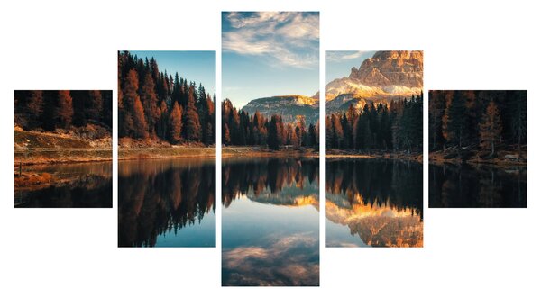 Obraz - Alpy, Włochy, Dolomity, Lago Antorno (125x70 cm)