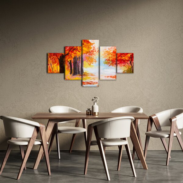 Obraz - Obraz olejny, kolorowa jesień (125x70 cm)