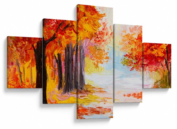 Obraz - Obraz olejny, kolorowa jesień (125x70 cm)