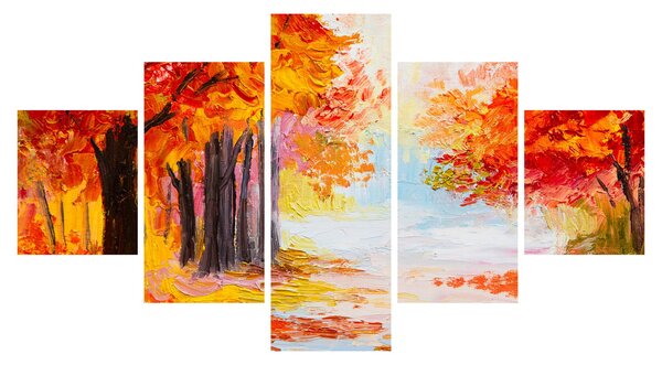 Obraz - Obraz olejny, kolorowa jesień (125x70 cm)