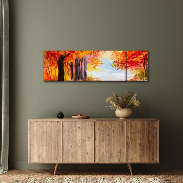 Obraz - Obraz olejny, kolorowa jesień (170x50 cm)