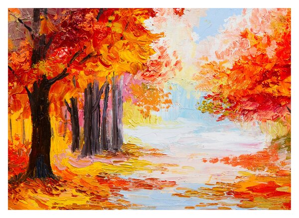 Obraz - Obraz olejny, kolorowa jesień (70x50 cm)