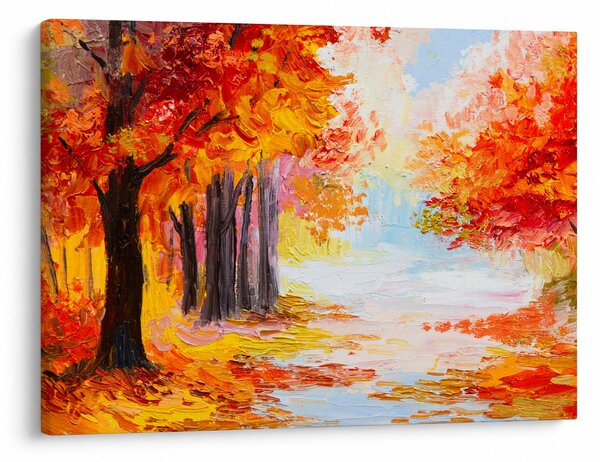 Obraz - Obraz olejny, kolorowa jesień (70x50 cm)