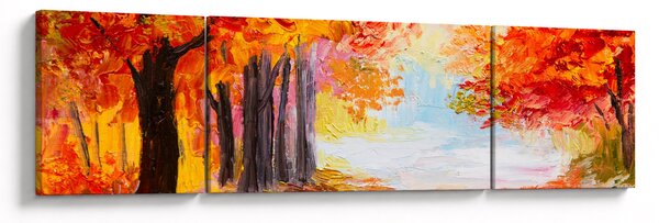 Obraz - Obraz olejny, kolorowa jesień (170x50 cm)