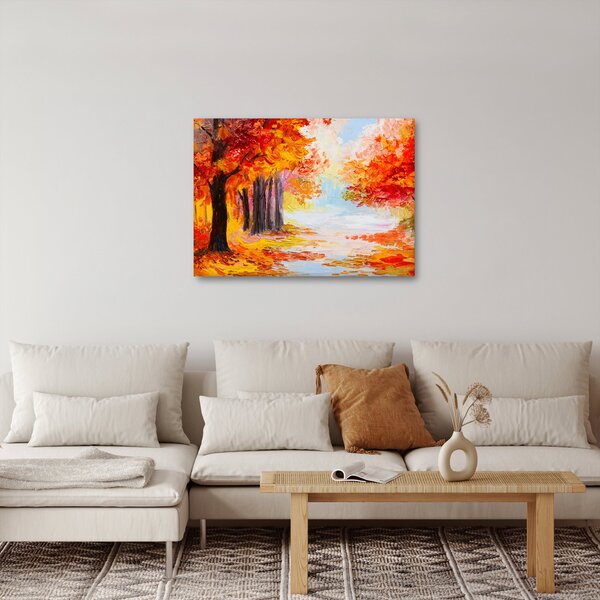 Obraz - Obraz olejny, kolorowa jesień (70x50 cm)