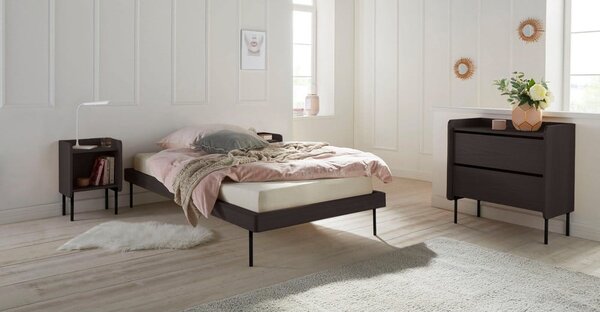 Czarna wysoka komoda w dekorze dębu 80x82 cm Wrap – Bonami Selection