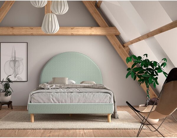 Zielone tapicerowane łóżko ze stelażem 140x200 cm MOON – Vipack